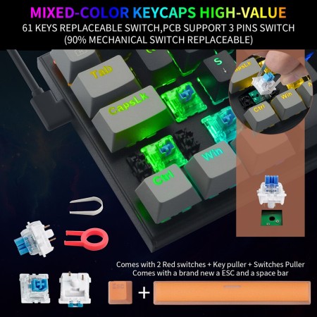 E-YOOSO Z11 61 Keys Wired RGB Mechanical Gaming Keyboard