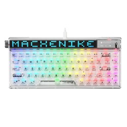 Machenike KT68 With Screen RGB Hotswappable Wireless Tri-Mode Mechanical Keyboard (White Transparent)